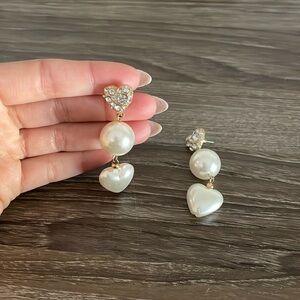 Love to Love Crystal and Pearl 18k Gold Plated Drop